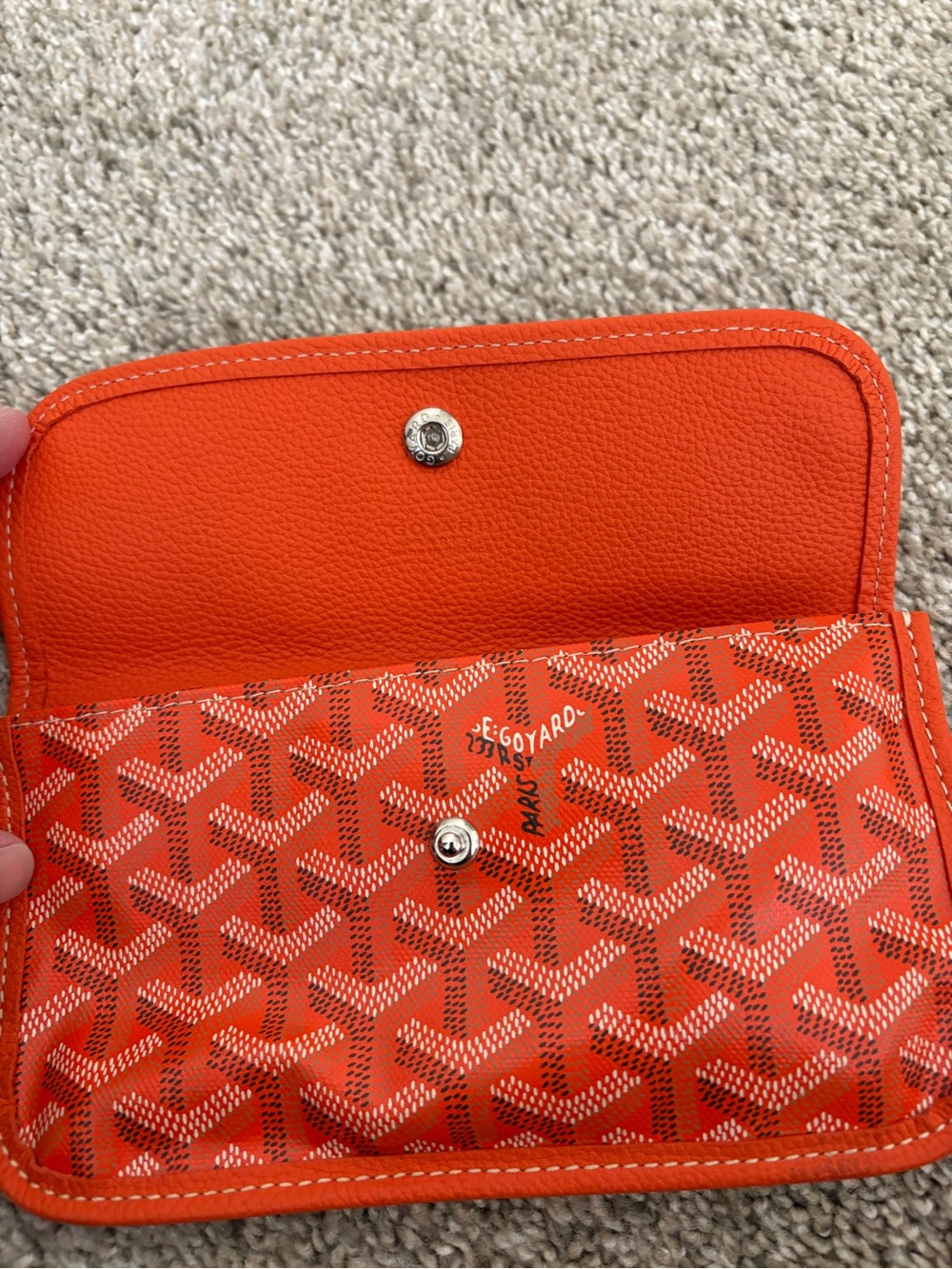 Goyard Orange Chevron Coated Canvas Clutch - Picture 3 of 5